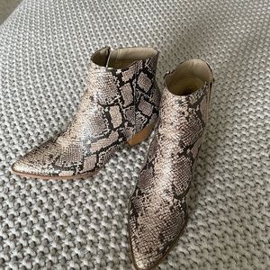 Matisse x lulus snake skin bootie